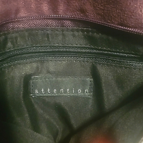 Attention Brown Suede Clutch/Wristlet, Trim Black Leather, Snap Closure - Picture 6 of 6